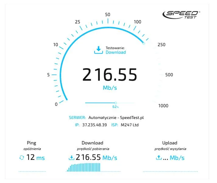 Zalecana prędkość internetu